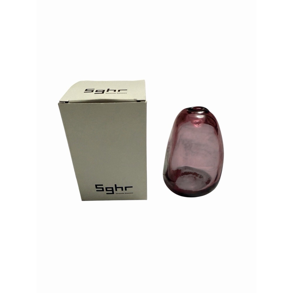 Sghr Sugahara Mini Biomorphic Blown Glass Bud Vase 3" Purple Riverstone